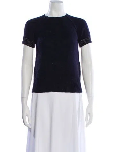 Pre-owned Lanvin Camel Hair Crew Neck Sweater In Blue
