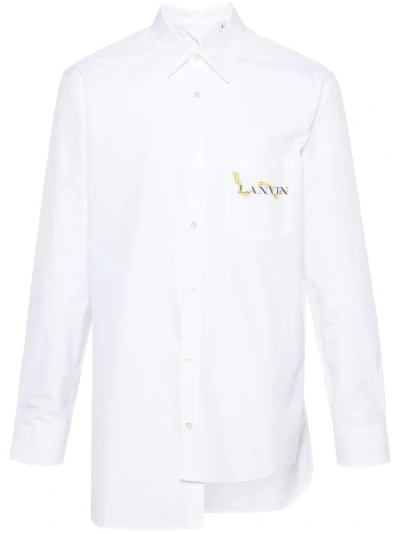 Lanvin Camicia Asimmetrica Con Stampa In White