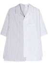 Lanvin Mix-stripe Asymmetric Cotton Shirt In White