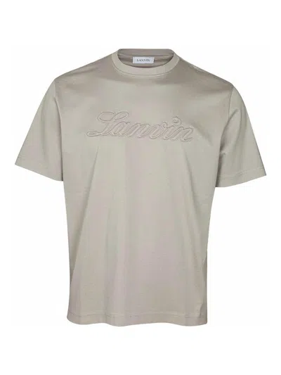 LANVIN DENIM T-SHIRT WITH EMBROIDERED LOGO