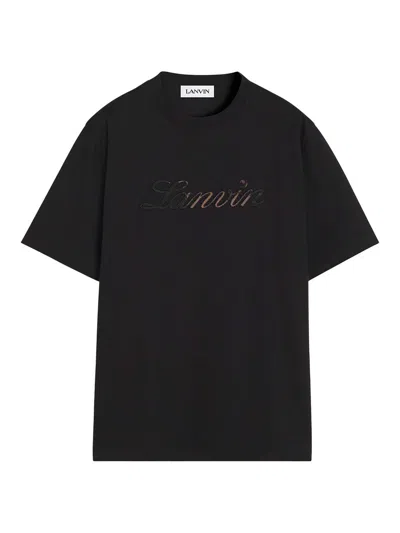 Lanvin Logo-embroidered T-shirt In Black