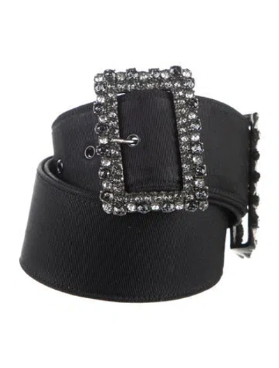 Pre-owned Lanvin Canvas Crystal Embellishments Waist Belt In Black