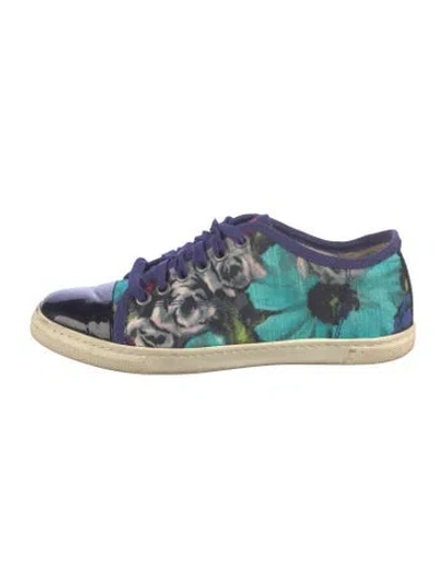 Pre-owned Lanvin Canvas Floral Print Sneakers In Blue