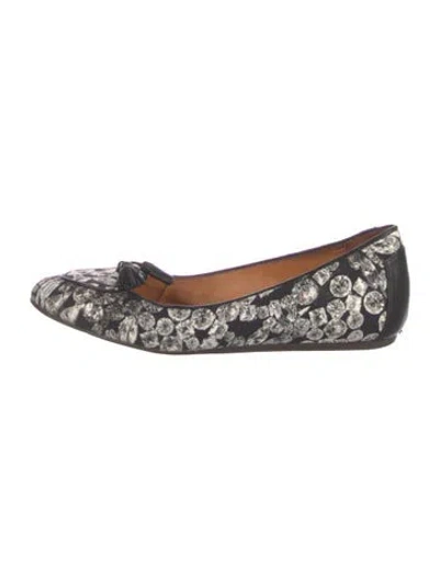 Pre-owned Lanvin Canvas Graphic Print Ballet Flats In Black