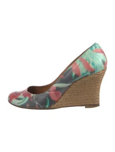 Pre-owned Lanvin Canvas Printed Pumps In Green
