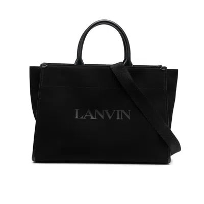 Lanvin Logo-print Leather Tote Bag In Black