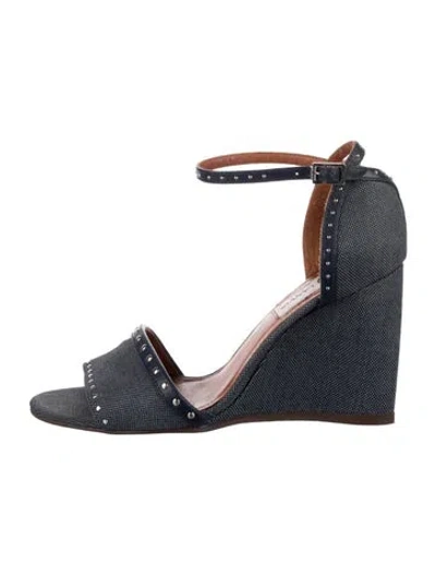 Pre-owned Lanvin Canvas Studded Accents Sandals In Blue