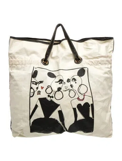 Pre-owned Lanvin Canvas Tote In Neutrals