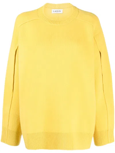 Lanvin Round Neck Cocoon Cape Jumper In Black