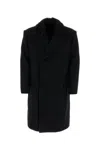 Lanvin Double-breasted Belted Wool Blend Coat In Black