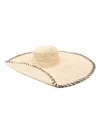 Lanvin Whipstitch-detailing Raffia Hat In Neutrals/black