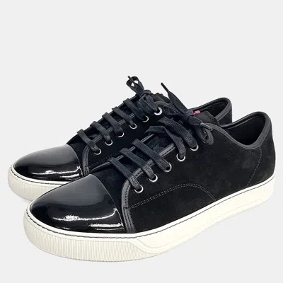 Pre-owned Lanvin Cap-toe Suede Sneakers In Black