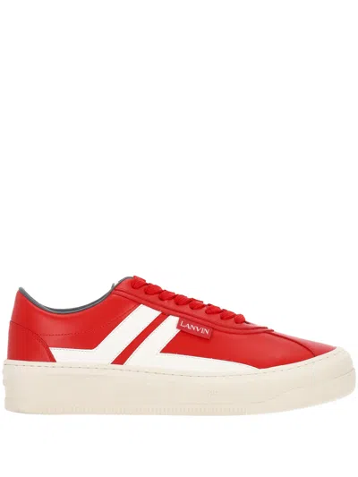 Lanvin Cash Red Leather Sneakers