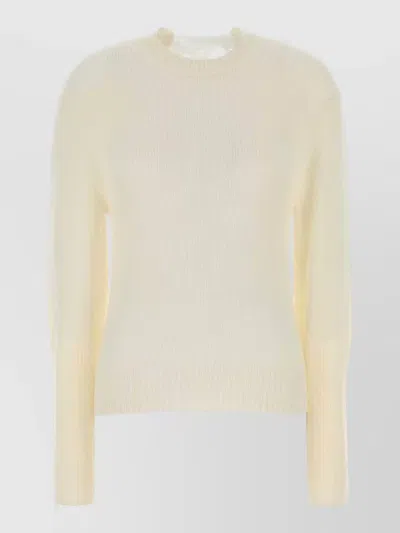 Lanvin Cashmere Blend Crew Neck Sweater Ribbon In Gold