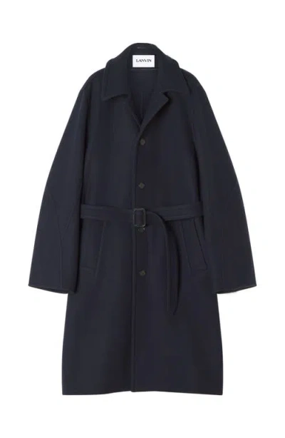 Lanvin Cashmere Car Coat In Blue