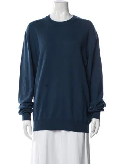 Pre-owned Lanvin Cashmere Crew Neck Sweater In Blue