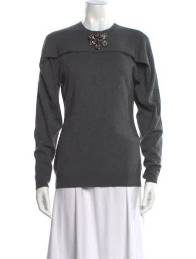 Pre-owned Lanvin Cashmere Crew Neck Sweater In Grey