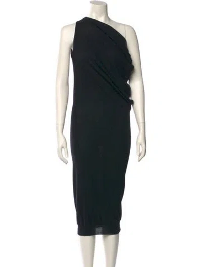 Pre-owned Lanvin Cashmere Midi Length Dress In Black