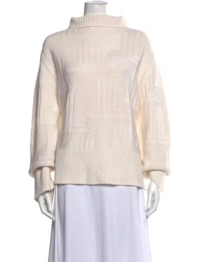 Pre-owned Lanvin Cashmere Patterned Sweater In White