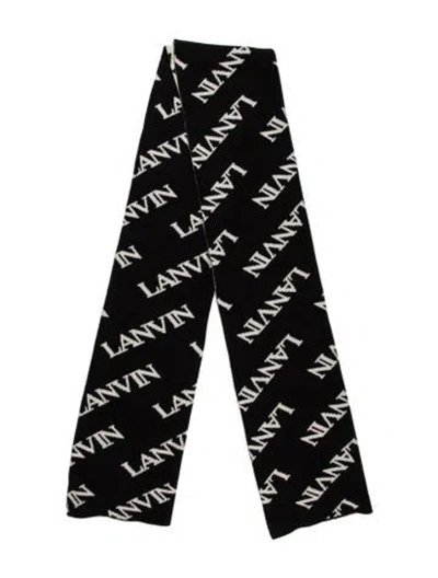 Pre-owned Lanvin Cashmere Printed Scarf W/ Tags In Black