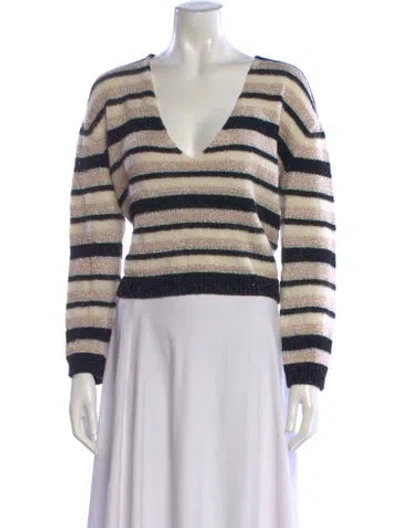 Pre-owned Lanvin Cashmere Striped Sweater In Neutral