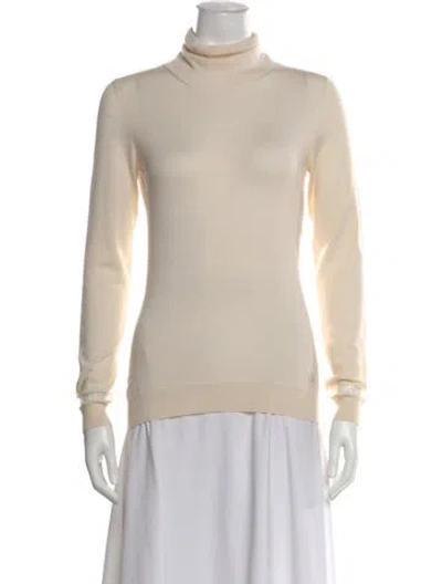 Pre-owned Lanvin Cashmere Turtleneck Sweater In Neutral