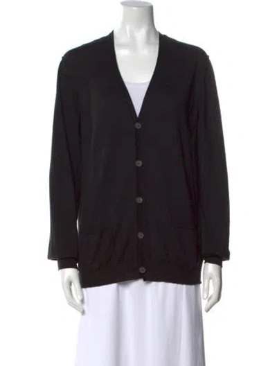 Pre-owned Lanvin Cashmere V-neck Sweater In Black