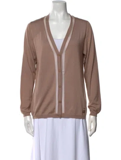Pre-owned Lanvin Cashmere V-neck Sweater In Brown