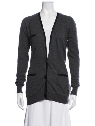 Pre-owned Lanvin Cashmere V-neck Sweater In Grey