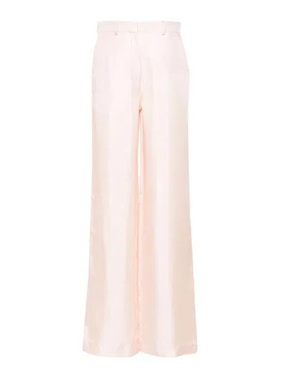 Lanvin Silk Wide-leg Trousers In Nude & Neutrals