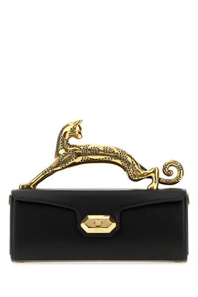 Lanvin Cat Handbag In Calf Leather With Golden Hardware, 28cm Width In Black