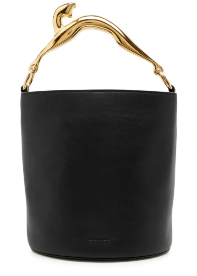 Lanvin Cat Leather Bucket Bag In Black