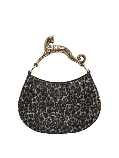 Lanvin Cat Leopard Hobo Bag In Brown