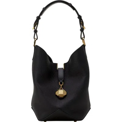 Lanvin Catch By  Medium Leather Bucket Bag In Black