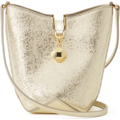 Lanvin Catch By  Nano Bucket Bag In Metallic Leather In Gold