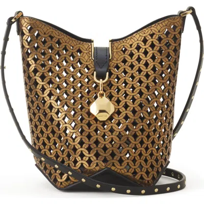 Lanvin Catch By  Nano Bucket Bag In Shiny Leather In Brown
