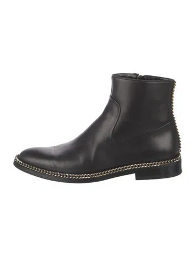 Pre-owned Lanvin Chain Leather Boots In Black