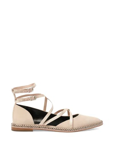 Lanvin Chain-trim Lace-up Sandals In Neutral
