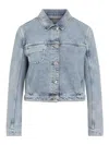 Lanvin Denim Cropped Jacket Patch Pocket In Blue