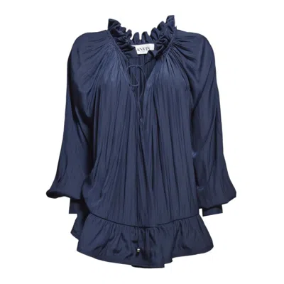 Lanvin Charmeuse Blouse Blue Pleated