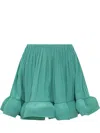 Lanvin Ruffled Flared Miniskirt In Green