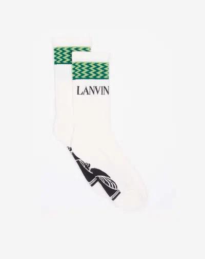 Lanvin Curb  Logo针织袜 In White