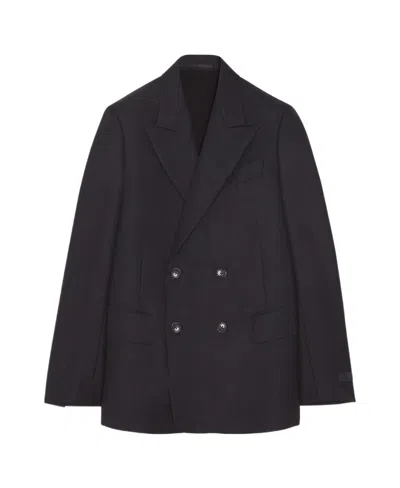 Lanvin Checked Double-breasted Blazer In Black