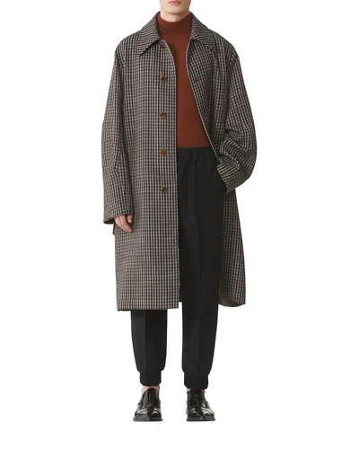 Lanvin Checked Wool Car Coat In Brown