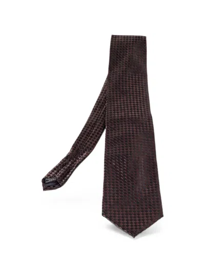 Pre-owned Lanvin Checkered Tie In Brown