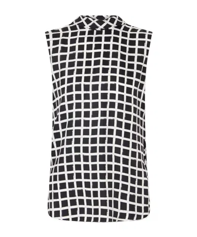 Lanvin High Neck Sleeveless Top Geometric Check In Multi