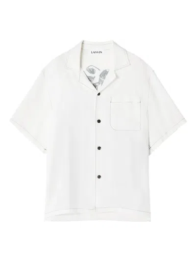 Lanvin Short Sleeve Shirt Graphic Pocket Back Print In White