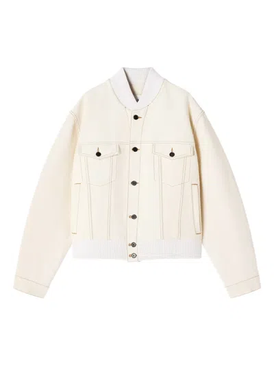 Lanvin Chest-pockets Ribbed Jacket In Neutral