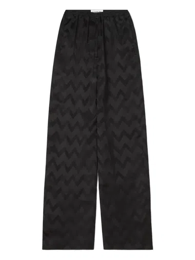 Lanvin Chevron-pattern Drawstring Trousers In Black