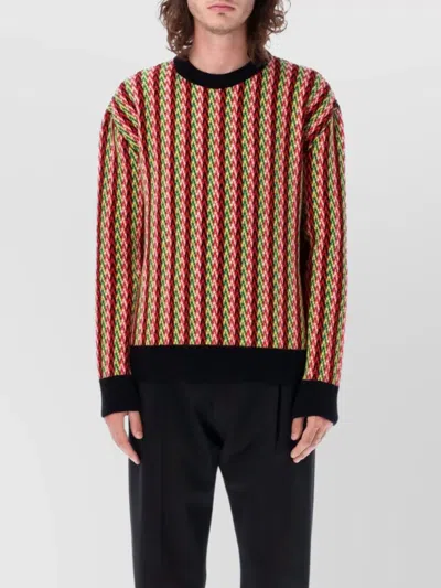 LANVIN CHEVRON PATTERN KNIT CREW NECK SWEATER